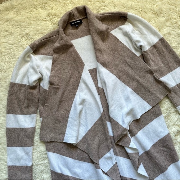 525 America Cardigan Sweater Waterfall Draped Open Front Long Sleeve Stripes S - Picture 4 of 11